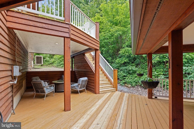 94 Tomahawk Way, Linden, VA 22642 - deck featuring stairs and a forest view