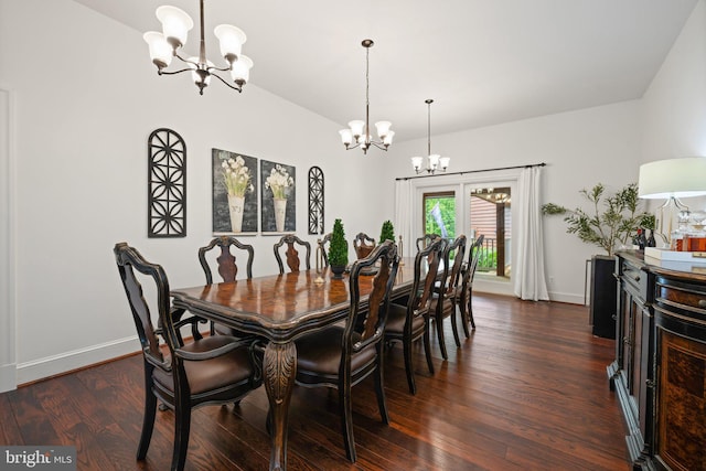 94 Tomahawk Way, Linden, VA 22642 - dining space featuring a chandelier, dark wood-style floors, and baseboards