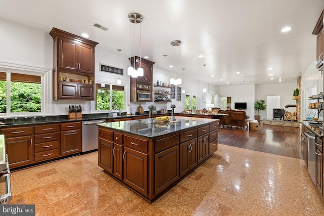 94 Tomahawk Way, Linden, VA 22642 - kitchen featuring appliances with stainless steel finishes, healthy amount of natural light, open shelves, and recessed lighting