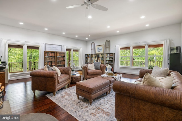 94 Tomahawk Way, Linden, VA 22642 - living room featuring recessed lighting, hardwood / wood-style floors, healthy amount of natural light, and ceiling fan
