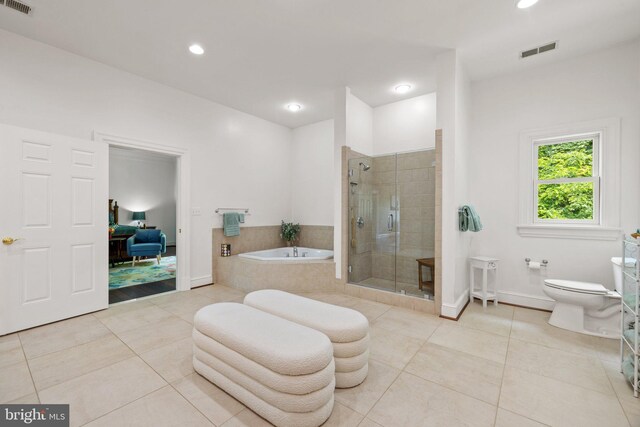 94 Tomahawk Way, Linden, VA 22642 - full bath featuring a garden tub, tile patterned floors, a shower stall, baseboards, and recessed lighting