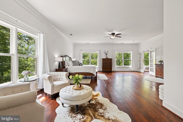 94 Tomahawk Way, Linden, VA 22642 - bedroom with dark wood-type flooring, ornamental molding, and a ceiling fan