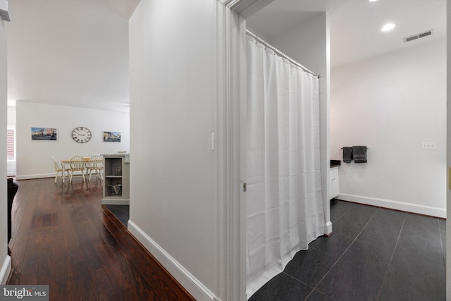 94 Tomahawk Way, Linden, VA 22642 - hallway featuring baseboards, recessed lighting, and dark wood finished floors