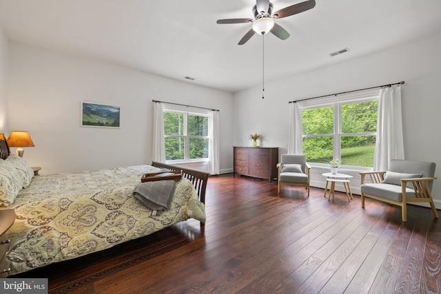 94 Tomahawk Way, Linden, VA 22642 - bedroom featuring multiple windows, hardwood / wood-style floors, a ceiling fan, and baseboards