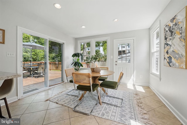6924 Jefferson Ave, Falls Church, VA 22042 - dining space with healthy amount of natural light, light tile patterned floors, baseboards, and recessed lighting