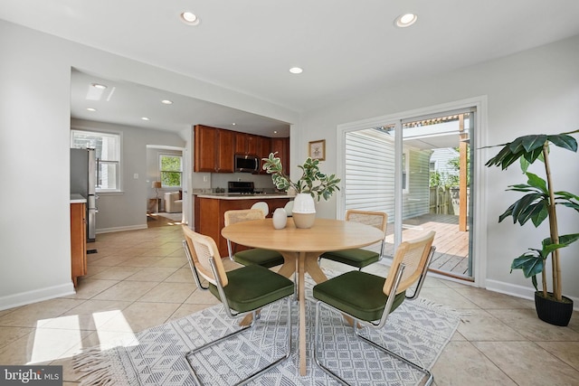 6924 Jefferson Ave, Falls Church, VA 22042 - dining room with baseboards, recessed lighting, and light tile patterned floors