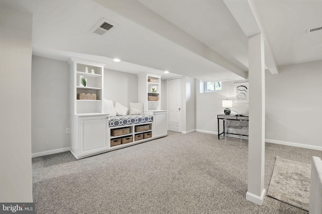 6924 Jefferson Ave, Falls Church, VA 22042 - basement with light carpet, baseboards, and an office area