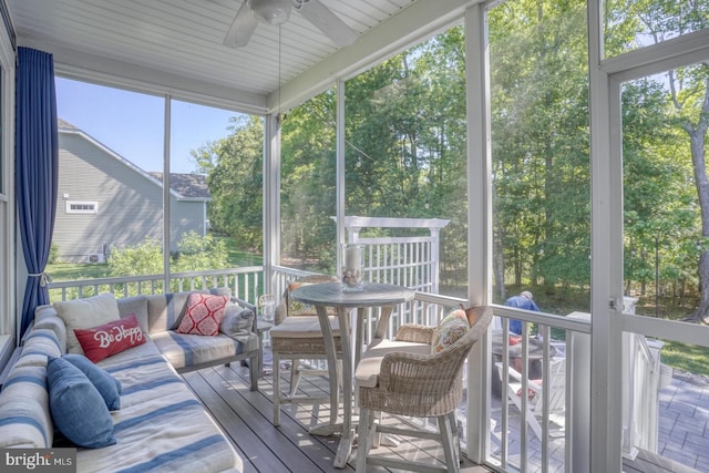 20785 Rodney Dr, Rehoboth Beach, DE 19971 - sunroom / solarium with an outdoor hangout area, a ceiling fan, and plenty of natural light