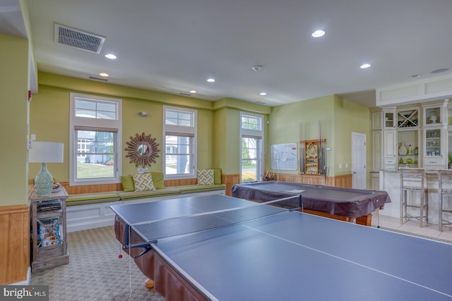 20785 Rodney Dr, Rehoboth Beach, DE 19971 - game room featuring wainscoting, recessed lighting, and carpet floors