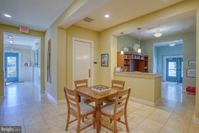20785 Rodney Dr, Rehoboth Beach, DE 19971 - dining room with light tile patterned flooring, baseboards, and recessed lighting