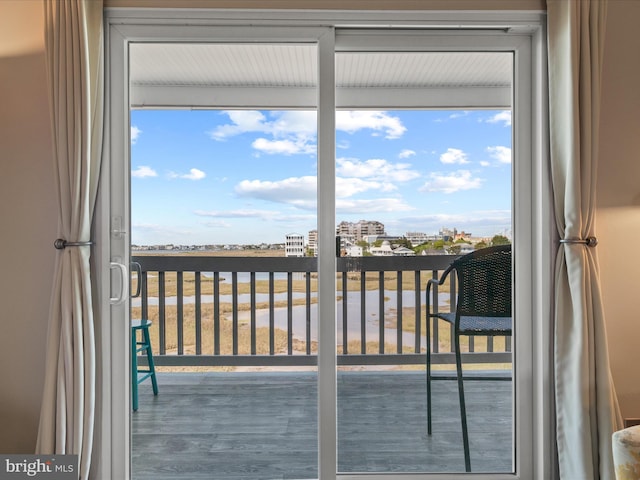 117 76th St Unit 302, Ocean City, MD 21842 - entryway with wood finished floors and a view of city