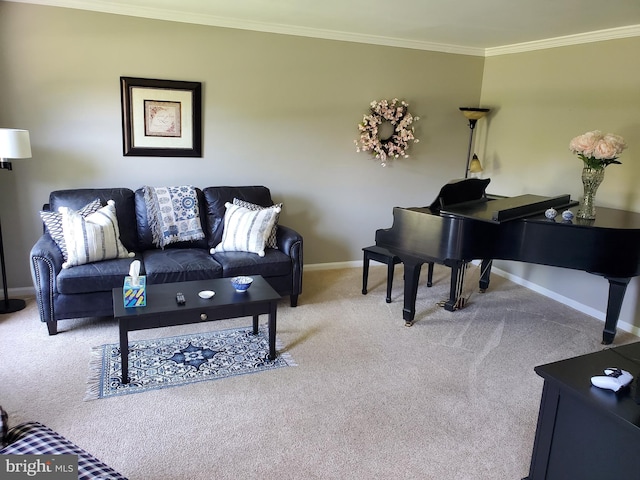 225 Canonero Dr, Bear, DE 19701 - living room featuring carpet floors, crown molding, and baseboards