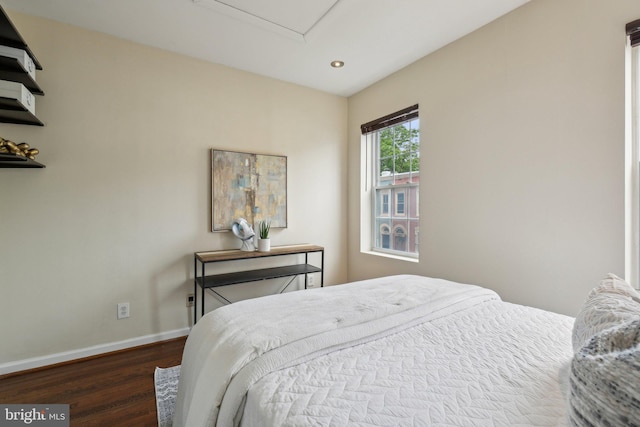 223 Parker St NE, Washington, DC 20002 - bedroom featuring wood finished floors, baseboards, recessed lighting, and attic access