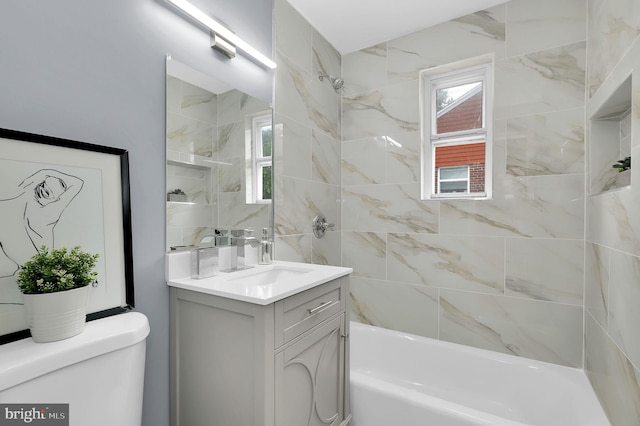2129 Saranac St, Hyattsville, MD 20783 - bathroom with vanity, toilet, and bathtub / shower combination
