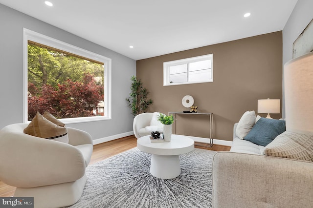 2129 Saranac St, Hyattsville, MD 20783 - living room featuring wood finished floors, healthy amount of natural light, recessed lighting, and baseboards