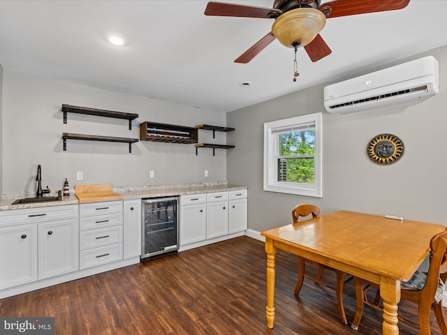 35775 Clam Ave, Frankford, DE 19945 - indoor bar with wine cooler, a wall unit AC, dark wood-type flooring, recessed lighting, and baseboards