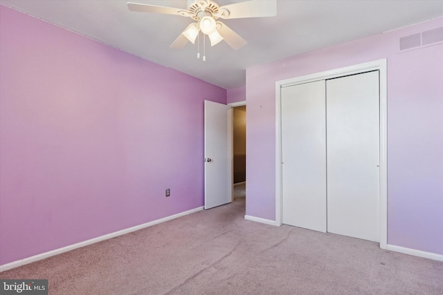 131 Red Haven Dr, North Wales, PA 19454 - unfurnished bedroom featuring carpet flooring, baseboards, a closet, and a ceiling fan