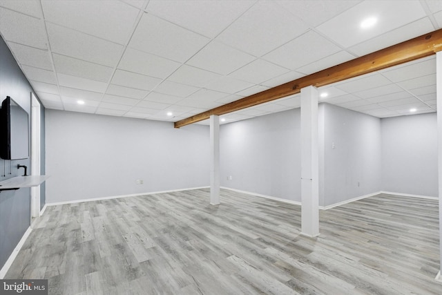 131 Red Haven Dr, North Wales, PA 19454 - finished basement featuring wood finished floors, recessed lighting, baseboards, and a drop ceiling