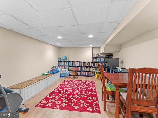 129 Kingston Rd, Cheltenham, PA 19012 - office area featuring wood finished floors, recessed lighting, and a paneled ceiling