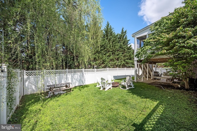 801 Armistead St, Winchester, VA 22601 - view of yard with an outdoor fire pit, a gazebo, and a patio area