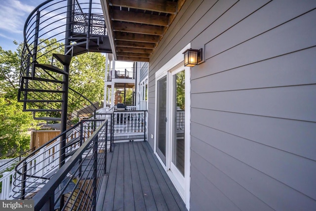 wooden terrace with stairway