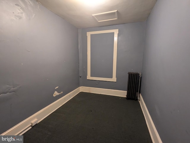 4133 Eierman Ave, Baltimore, MD 21206 - carpeted spare room featuring radiator heating unit, attic access, and baseboards
