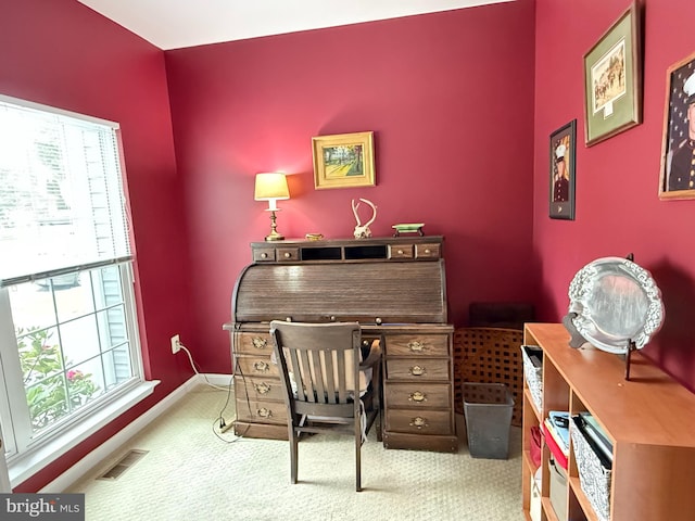 5280 Gunston Hall Dr, Woodbridge, VA 22193 - home office with healthy amount of natural light, carpet flooring, and baseboards