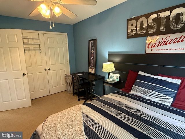 5280 Gunston Hall Dr, Woodbridge, VA 22193 - bedroom with carpet, a closet, and a ceiling fan