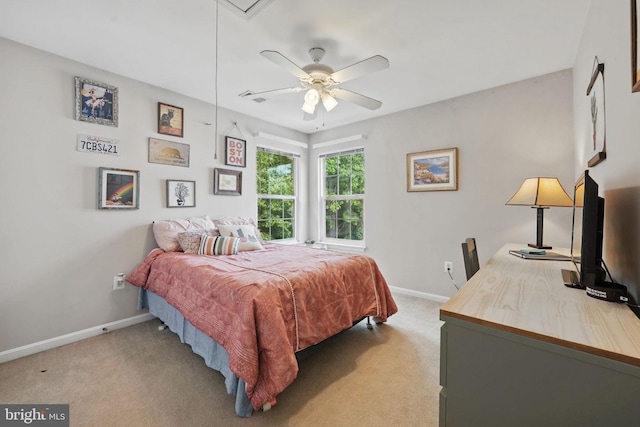 5280 Gunston Hall Dr, Woodbridge, VA 22193 - bedroom featuring baseboards, light carpet, and ceiling fan