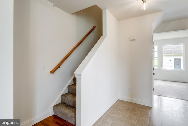 stairs with baseboards