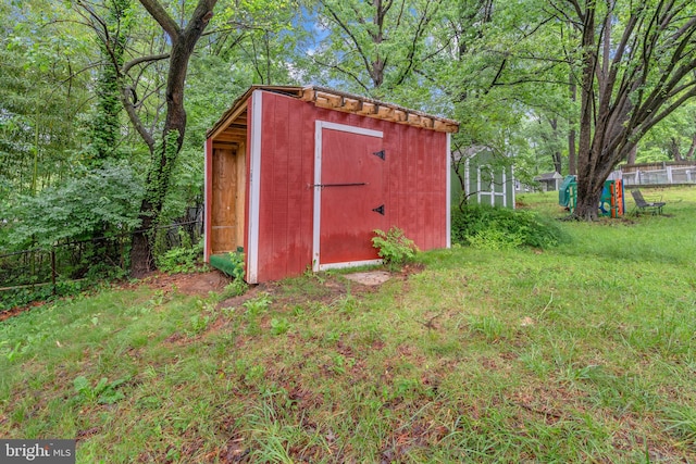 view of shed