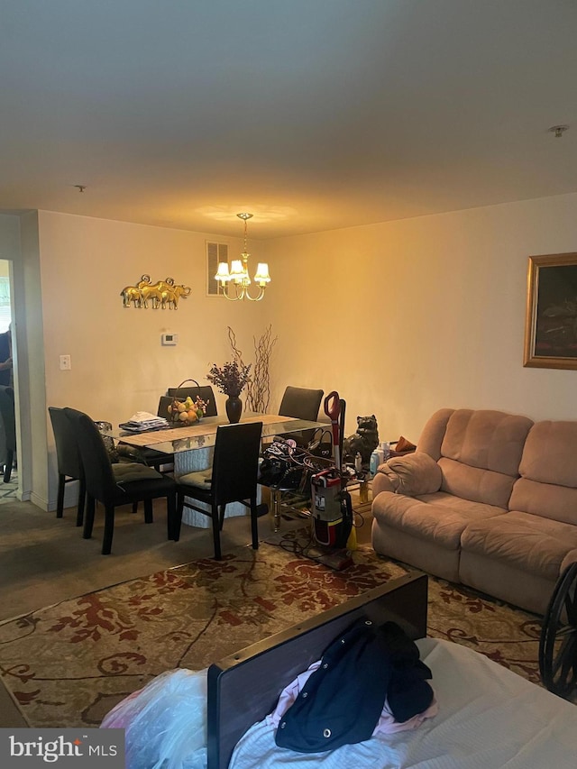 4003 Blakney Ln SE, Washington, DC 20032 - living room featuring a chandelier and carpet