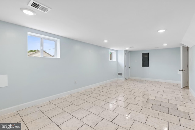 7608 Avondale Ave, Baltimore, MD 21224 - below grade area featuring electric panel, recessed lighting, plenty of natural light, and baseboards