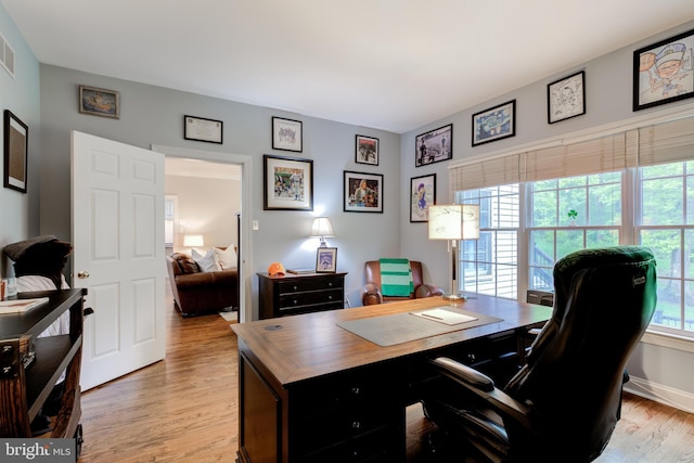 office area featuring light wood-type flooring