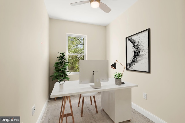 3827 Boarman Ave, Baltimore, MD 21215 - office space featuring a ceiling fan, baseboards, and light wood-type flooring