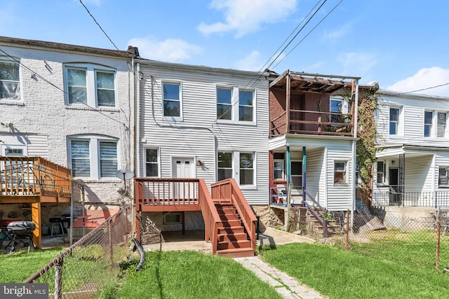3827 Boarman Ave, Baltimore, MD 21215 - back of property featuring stairway and a wooden deck