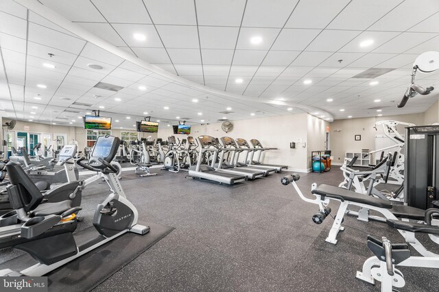6 Fountain Dr E Unit 2B, Ocean City, MD 21842 - workout area featuring recessed lighting and a drop ceiling