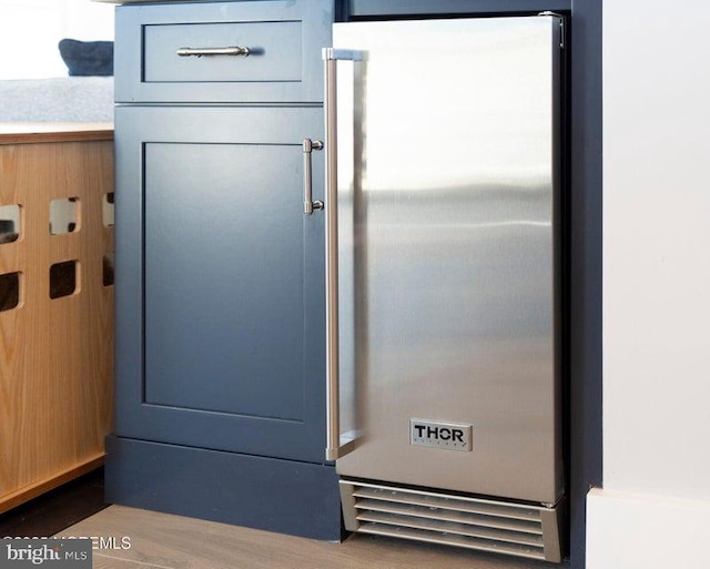 detailed view of stainless steel fridge