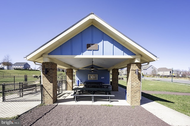 view of community with a patio