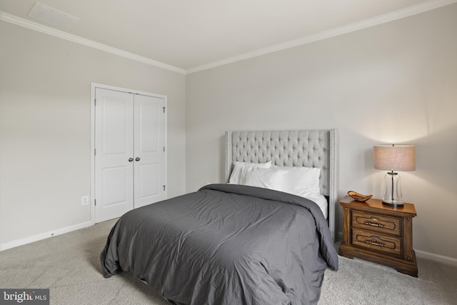 1102 Ribbon Limestone Ter SE, Leesburg, VA 20175 - bedroom with carpet flooring, crown molding, baseboards, and a closet