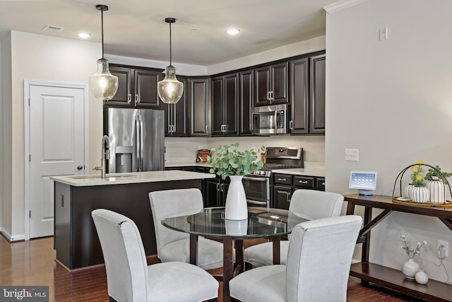 1102 Ribbon Limestone Ter SE, Leesburg, VA 20175 - dining room with dark wood-type flooring and recessed lighting