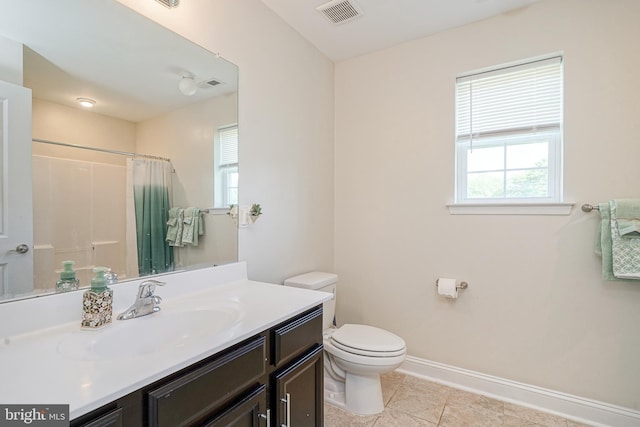 1094 Chews Landing Rd, Laurel Springs, NJ 08021 - bathroom with toilet, tile patterned flooring, baseboards, vanity, and curtained shower