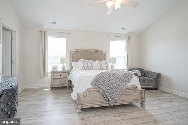 1094 Chews Landing Rd, Laurel Springs, NJ 08021 - bedroom with light wood finished floors, baseboards, vaulted ceiling, and a ceiling fan