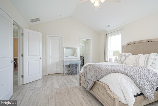 1094 Chews Landing Rd, Laurel Springs, NJ 08021 - bedroom with vaulted ceiling, light wood-style flooring, and ceiling fan
