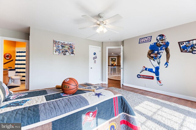 20550 Wildbrook Ct, Ashburn, VA 20147 - bedroom featuring wood finished floors, baseboards, attic access, and a ceiling fan