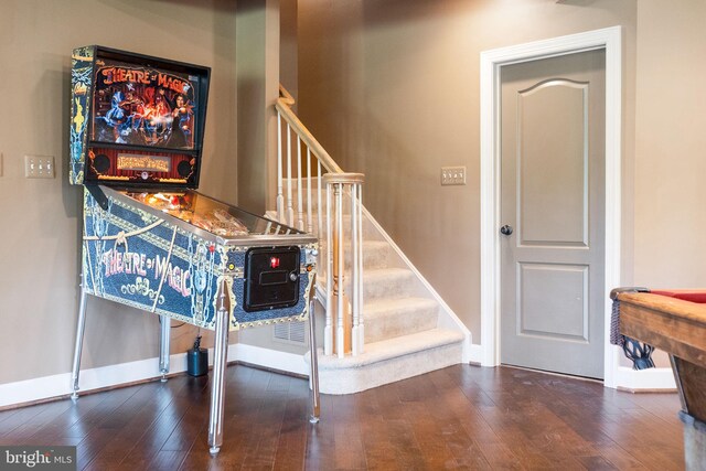 20550 Wildbrook Ct, Ashburn, VA 20147 - stairway with baseboards and wood finished floors