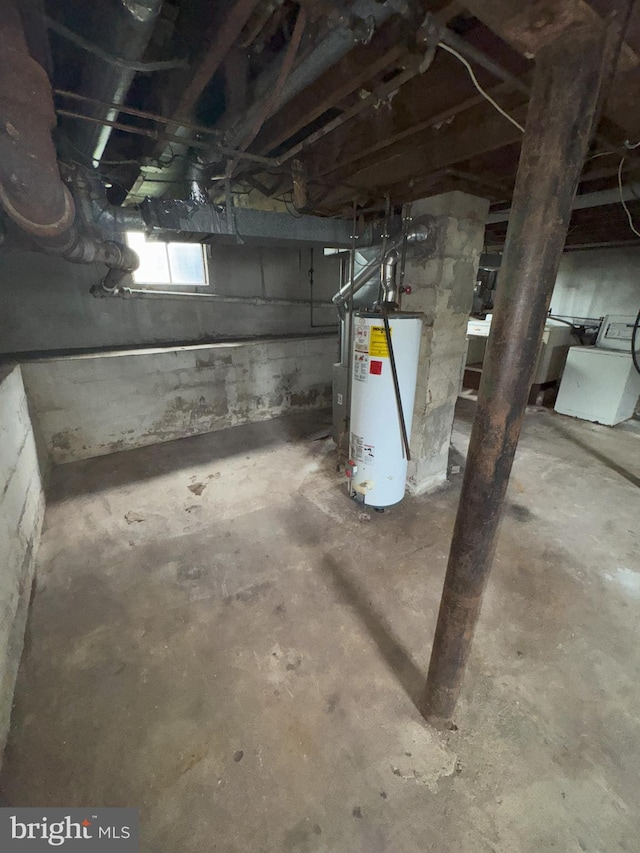 below grade area with water heater