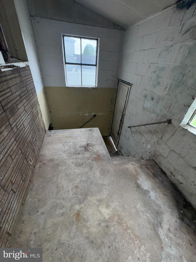 basement featuring concrete block wall