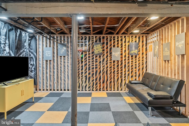 119 Burke, Towson, MD 21286 - below grade area with tile patterned floors