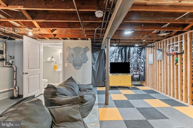 119 Burke, Towson, MD 21286 - below grade area with tile patterned floors